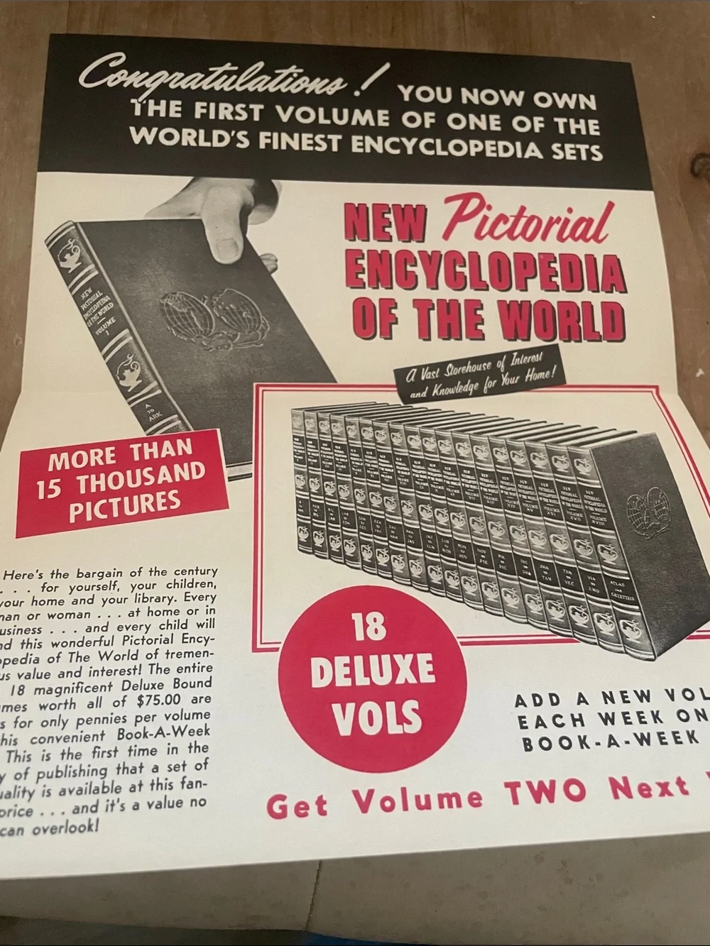 The New Pictorial  Encyclopedia Set 1954 sec printing w/ congratulations letter